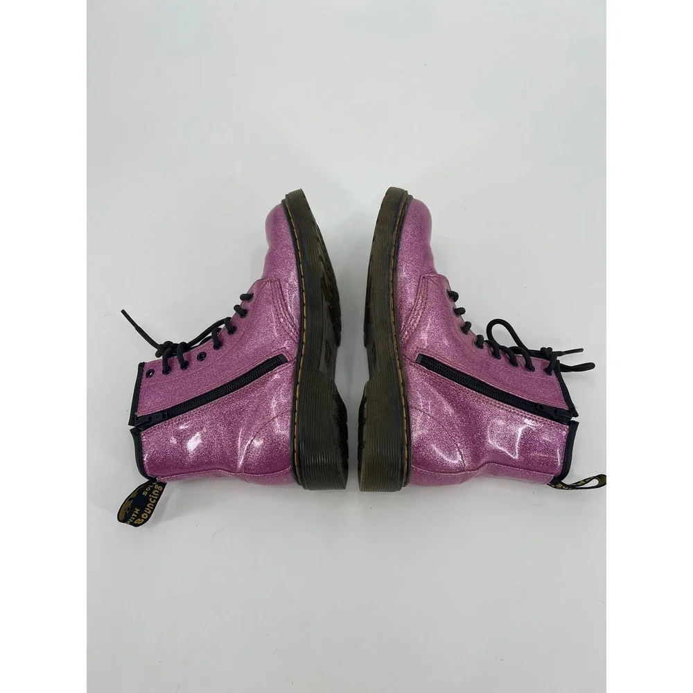 Dr. Martens 1460 Glitter J Pink Sparkle Lace Up Side Zip Boots Size US 3 Grls